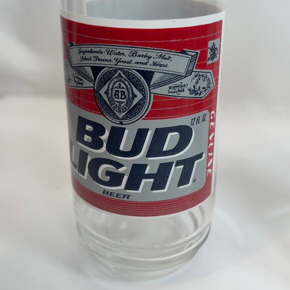 Vintage Bud Light Logo Beer Drinking Glass Tumbler Set of 4 16oz - Picture 6 of 11